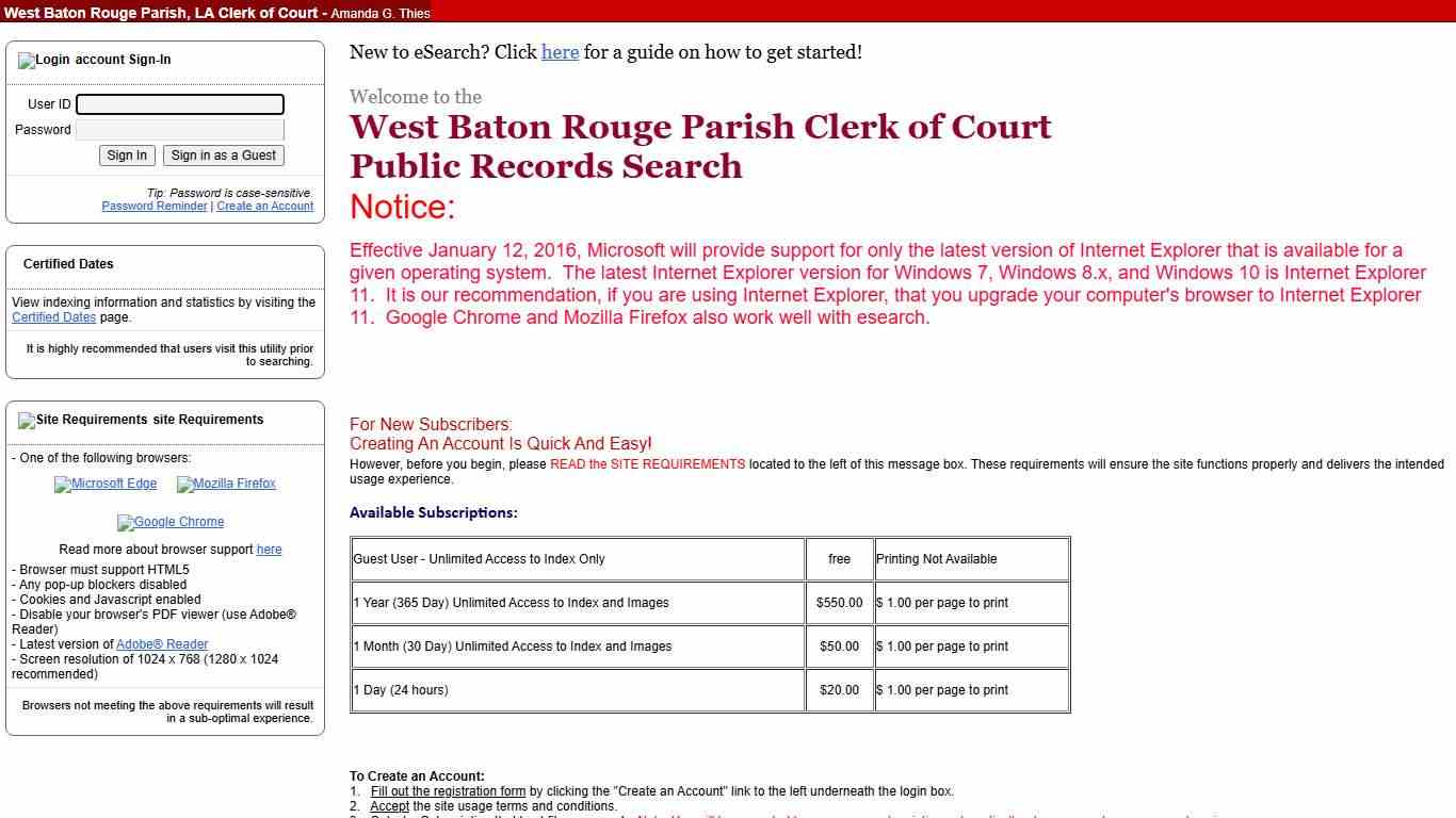 eSearch Account Sign In